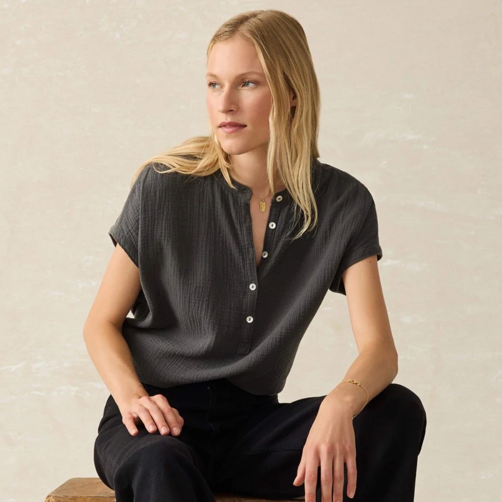 Faherty‎ Women's Dream Cotton Gauze Desmond Top Size M